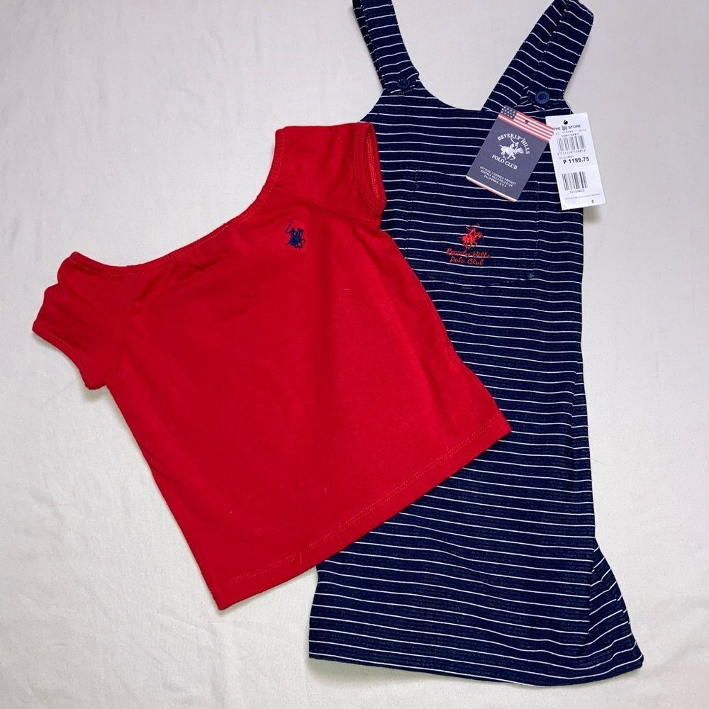 NWT Dress Set Girls 6 Polo Navy Red Stripes Top & Dress  Patriotic Summer Spring